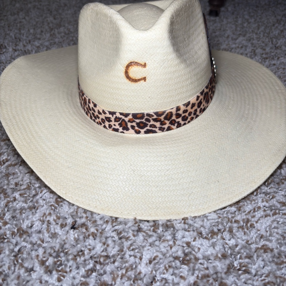 Cream Cowboy Hat with Leopard Band